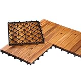 BURI 3qm Holzfliesen Balkonfliesen Holz Fliesen 30x30 cm - Balkonboden...