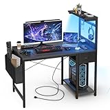 Grandder Gaming Tisch, 100 cm Gaming Schreibtisch mit Steckdose &...