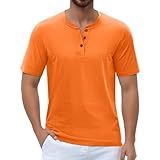 Henley Kurzarm T-Shirts für Herren Einfarbig Knopf T Shirt Regular Fit...