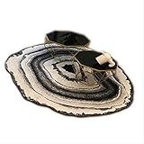 Großer runder Fellteppich für Wohnzimmer, abstraktes Holz, Baumring-Stil,...