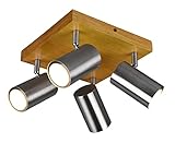 Trio Leuchten Deckenleuchte Marley 812400407, Metall Nickel matt, Holz,...