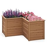 COSTWAY Erhöhtes Hochbeet Holz, Gartenbeet tief, Pflanzkasten mit offenem...