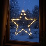 MIJOMA LED Leuchtstern 30 cm weiß warmweiß 30 LEDs mit Timer...