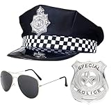 SKHAOVS 3 Stück Polizei Kostüm Zubehör Set Polizei Outfit Karneval...