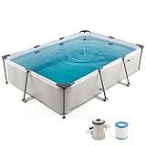 RELAX4LIFE Pool-Set mit Filterpumpe, 300 x 207 x 66 cm, Rechteckiger...