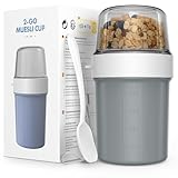 JSCORES Müslibecher to Go mit Löffel, 560ml+310ml Auslaufsicherer Joghurt...