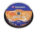 Verbatim DVD-R 16x Matt Silver 4.7GB, 10er Pack Spindel, DVD Rohlinge...