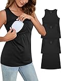 Sosolism 3 Pack Damen Stillen Tanktops Ärmellos Still-T-Shirt Sommer...