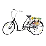 TONFEION Dreirad für Erwachsene 26 Zoll, 3-Rad-6-Gang Cruiser Fahrrad,...