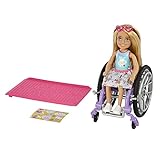 Barbie HGP29 - Chelsea Puppe (blond) im Rollstuhl, mit Rock und...