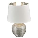Reality Leuchten R50621089 Luxor, Tischleuchte, Keramik, E14, Silber, 18 x...