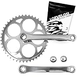 LOEVELOSI 1-Fach Fahrrad Kurbel verstärkter Stahl Crank Set Silber mit 44...