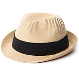 FURTALK Fedora Damen Panamahut Herren Strohhut im Trilby-Look Sommerhut...