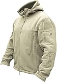 TACVASEN Herren Fleecejacke Military Outdoor Winddichte Jacke mit Kapuze,...