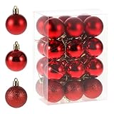 RELONGGI 4cm Weihnachtskugeln in Rot - 24pcs Christbaumkugeln aus Plastik,...