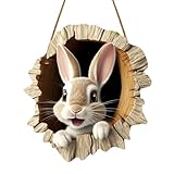 30CM Ostern Türschild Osteranhänger Osterhase-aus-Holz Osterdeko Bunt...