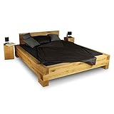 GREENHAUS Premium Balkenbett Eiche massiv 180x200 cm aus Handarbeit aus...