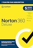 Norton 360 Deluxe, 2023 Ready, Antivirus-Software für 5 Geräte mit...