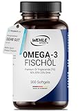 Omega 3 Kapseln hochdosiert - 300 Fischöl Kapseln mit 2000mg (1000mg EPA &...