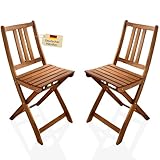 Loreno Gartenstuhl Klappbar Holz - 2er Set aus robustem Akazienholz -...