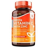 Vitamin C Hochdosiert 1000 mg und Zink 15mg - 210 Vegane Tabletten -...