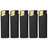 5 Feuerzeuge Schwarz Matt Slim Line Feuerzeug mit Normalflamme Soft Flame...