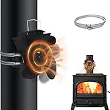 UISEBRT Kaminventilator mit 4 Blättern Ofenventilator ohne Strom, Leiser...
