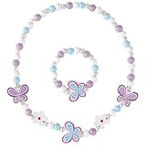 DIFLAX 2 Stück Holzperlen Schmetterling Schmuckset FüR Kinder, Ketten...