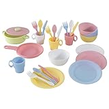 KidKraft 27-teiliges Pastell Geschirrset für Kinderküche, Spielküche...