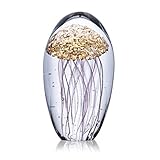 HDCRYSTALGIFTS Kristallglas-Figur, Quallen, handgefertigt, geblasene Kunst,...