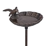 Relaxdays Vogeltränke zum Stecken, Wasserschale mit Vogel, frostsicher,...