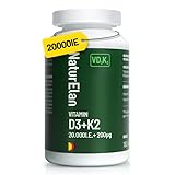 Vitamin d3 k2 kapseln hochdosiert - 20000I.E. + Vitamin K2 MK7 200 mcg pro...