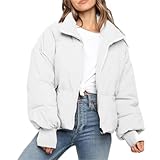 Winterjacke Damen Wintermantel Auf Beiden Seiten Parka mit Fell Kapuze Warm...