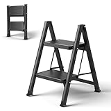 2 Stufen Leiter, Tritthocker Klappbar Leichtes und Kompaktes Klapptritt...