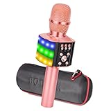 BONAOK Karaoke Mikrofon Led, 4-in-1 Bluetooth Mikrofon Karaoke, Tragbares...