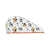 LZNJZ Haarhandtuch mit Knopf-Design, Braun / Schwarz, Cartoon-Hund,...