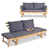 GIANTEX Liegesofa mit klappbaren Seitenlehnen, Gartenbank Sitzbank mit...