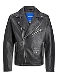 JACK & JONES Men's JORFLORES Biker Jacket Bikerjacke, Black, M