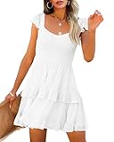 Imily Bela Damen Sommerkleid Elegant Rüschen Ärmellos Minikleid Gesmokt...