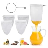 4 Stück Nussmilchbeutel, 1 Halter, Baumwolle Passiertuch Wiederverwendbar,...
