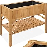 tectake® Hochbeet aus Holz mit Ablagefach, für Garten, Balkon und...