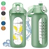 Bymugo 1 Liter Glas-Wasserflasche mit Zeitmarkierung - 1000ml große...