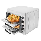 3000W Kommerzieller Edelstahl Pizzaofen, 50-350℃ 2-Etagen Pizza-Backofen...