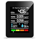 CO2-Detektor, 5-in-1-Luftqualitätstester, Tragbarer, Batteriebetriebener...