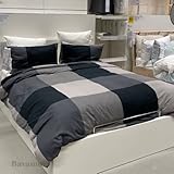 IKEA BRUNKRISSLA Bettwäscheset 2tlg.; schwarz/grau (140cm x 200cm und 80cm...