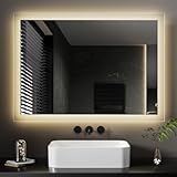 EMKE® Badspiegel mit Beleuchtung 80x60cm LED Wandspiegel 3000K Warmweiß...