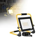 YZNAHRE LED Baustrahler 200W Warmweiß, LED Fluter mit faltbarem Ständer,...