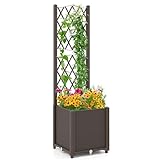 COSTWAY Blumenkasten mit Rankgitter, Pflanzkasten für Kletterpflanzen,...