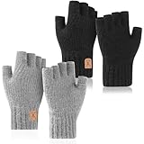 Apricitie 2 Paar Thermisch Fingerlose Handschuhe Herren Damen Handschuhe...