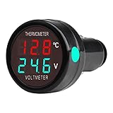 VOKTTA Auto Digitales Voltmeter Thermometer DC 12V 24V 36V, 2 IN 1...